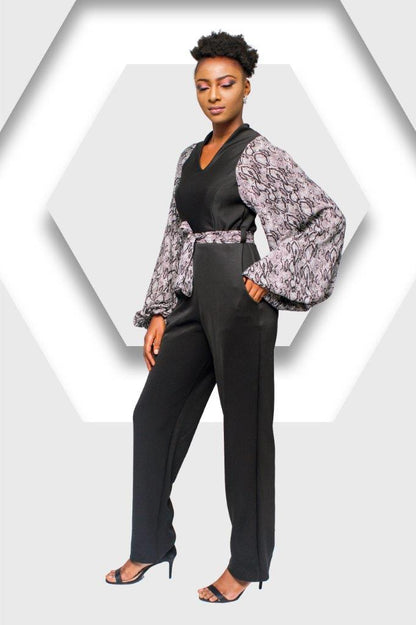 New Chiffon Jumpsuit, Jumpsuit Women, Jumpsuit with Chiffon Sleeves, Leopard Print Jumpsuit,