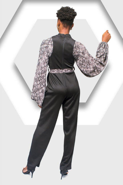 New Chiffon Jumpsuit, Jumpsuit Women, Jumpsuit with Chiffon Sleeves, Leopard Print Jumpsuit,