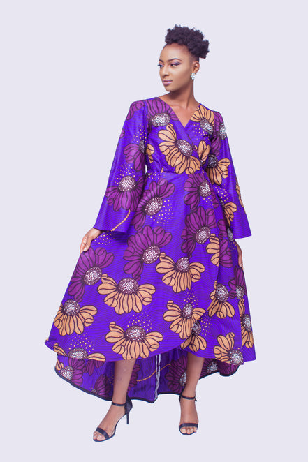 African Print Kimono Wrap Dress, African Kimono Dress, Ankara Wrap Dress, African Print Wrap Dress