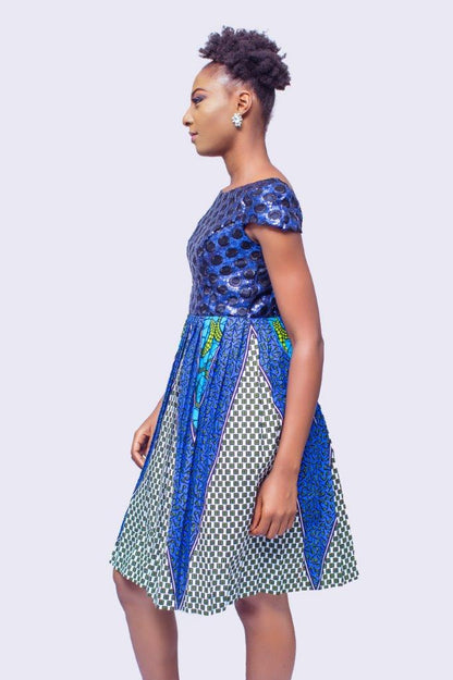 Sequinned Ankara Dress, African Print Cocktail Dress, Womens Clothing, African Womens Clothing