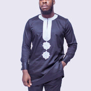 Silver Embroidered African Mens Suit, African Wedding Suit, African Prom Suit, Mens wear