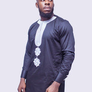 Silver Embroidered African Mens Suit, African Wedding Suit, African Prom Suit, Mens wear