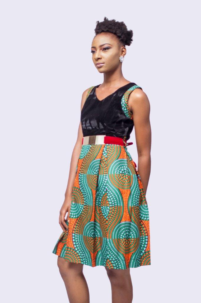 African Print and Velvet Pleated Dress, African Wax Dress, Womens Clothing, African Womens Clothing