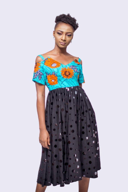 African Print Cold Shoulder Dress, African Print Dress, Womens Clothing, African Womens Clothing