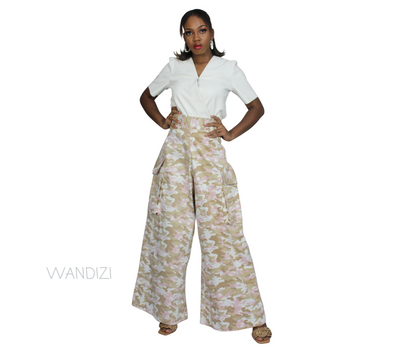 African Print Wide Camo Pants, African Womens Pants, Womens Clothing, Womens wear