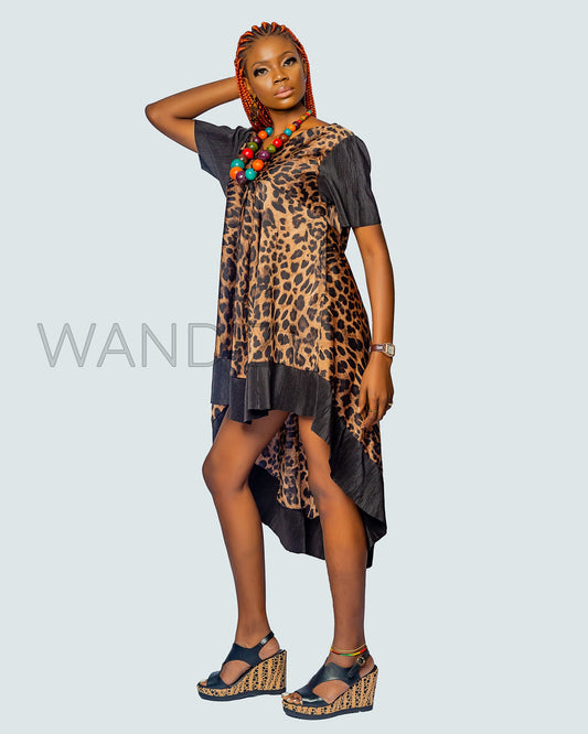 Animal Print Dress, Cheetah Silk Dress, Gift for her, African Clothing for Women.