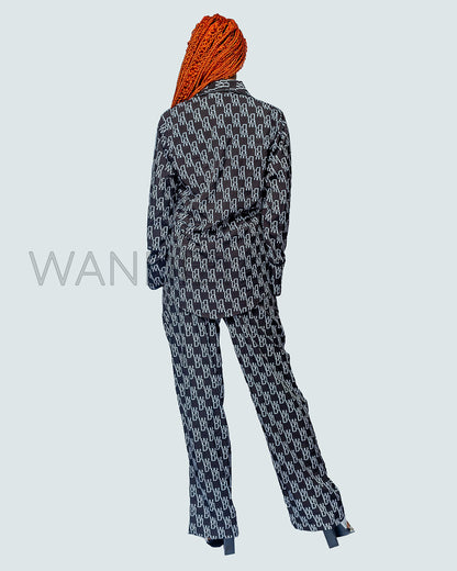 African Print Wide Cut Pants With Botton Down Shirt, African Print Palazzo Pants