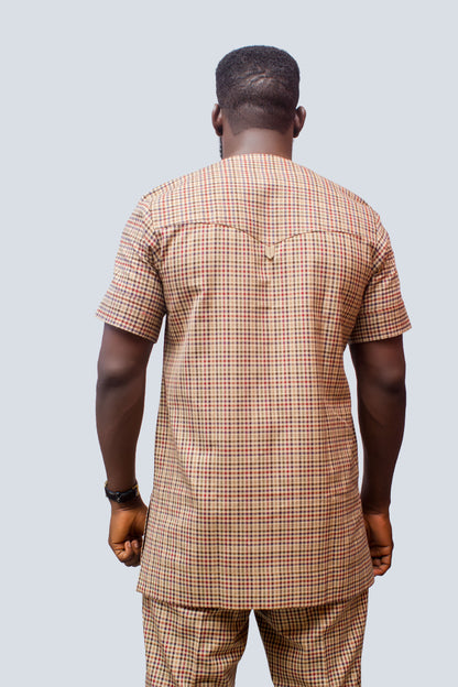 Tan Graph Check Suit, African Mens Clothing, African Mens Suit, African Mens Wear, African Prom Suit