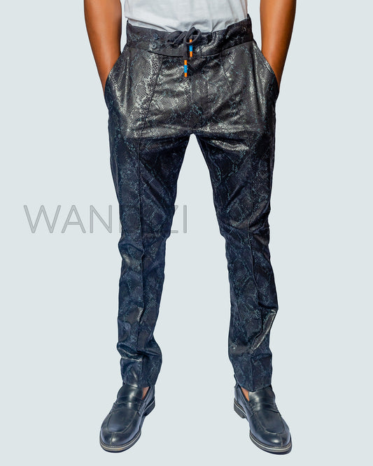 Jacquard Polyester Pants, Side Stripes Denim Pants, Mens Clothing, Men Wear