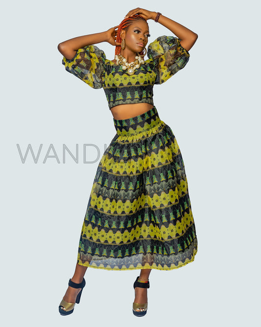 African Print Peplum Top & Maxi Flare Skirt, Ankara 2piece Skirt Set, Ankara Peplum Top