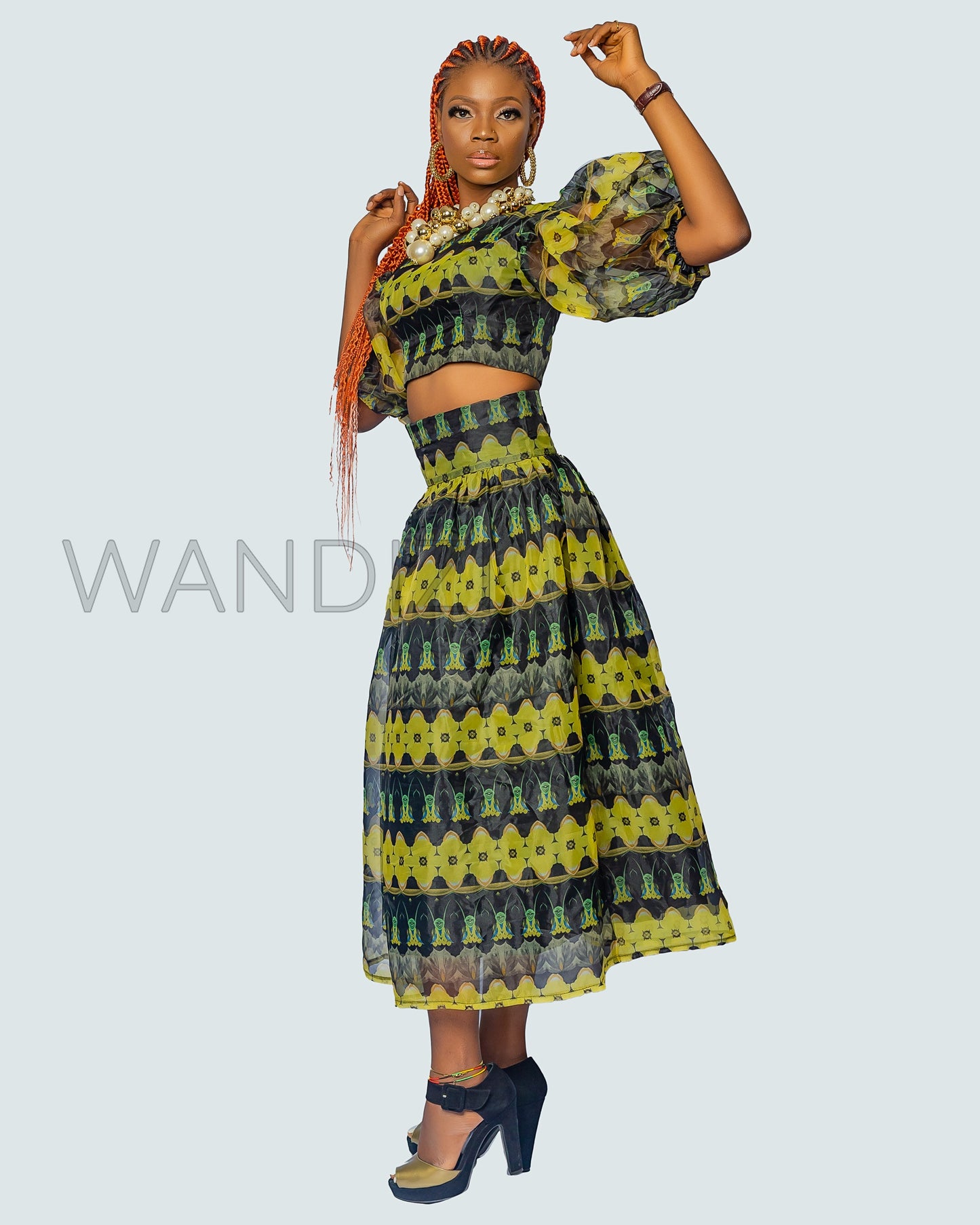 African Print Peplum Top & Maxi Flare Skirt, Ankara 2piece Skirt Set, Ankara Peplum Top