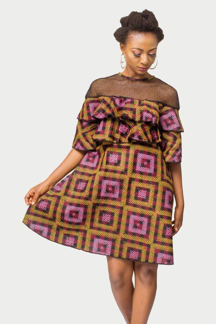 African Print dress, Ankara dress, African Womens Clothing, Flare dress, Net dress