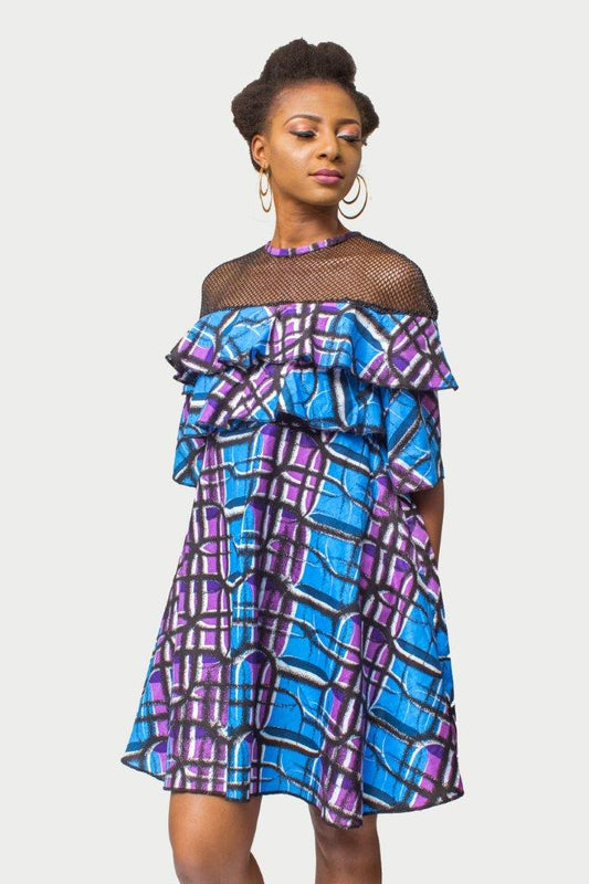 African Print dress, Ankara dress, African Womens Clothing, Flare dress, Net dress