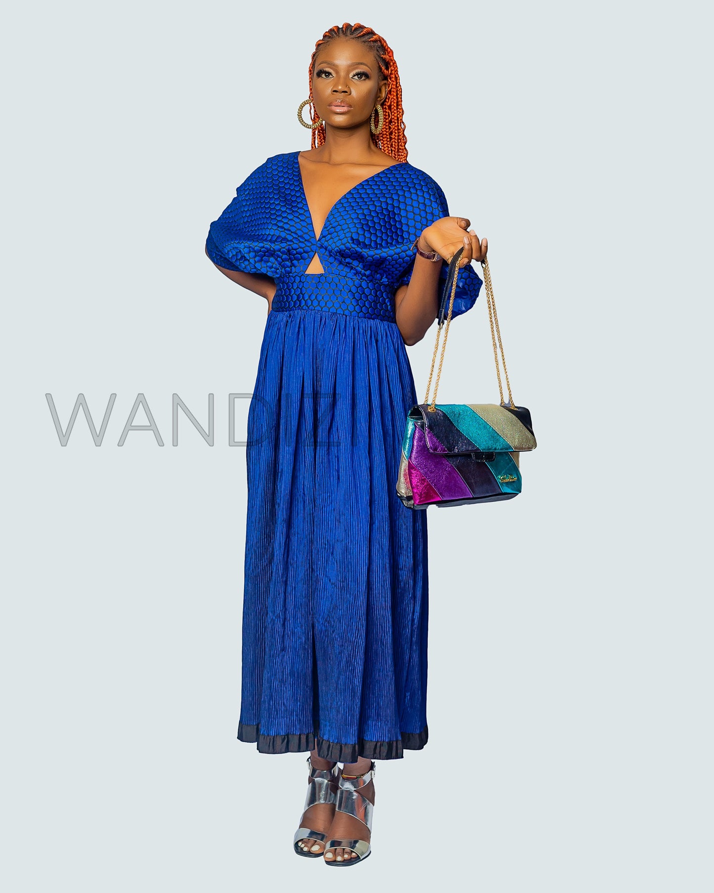 Jacquard Peekaboo Evening Dress, Flare Maxi Dress