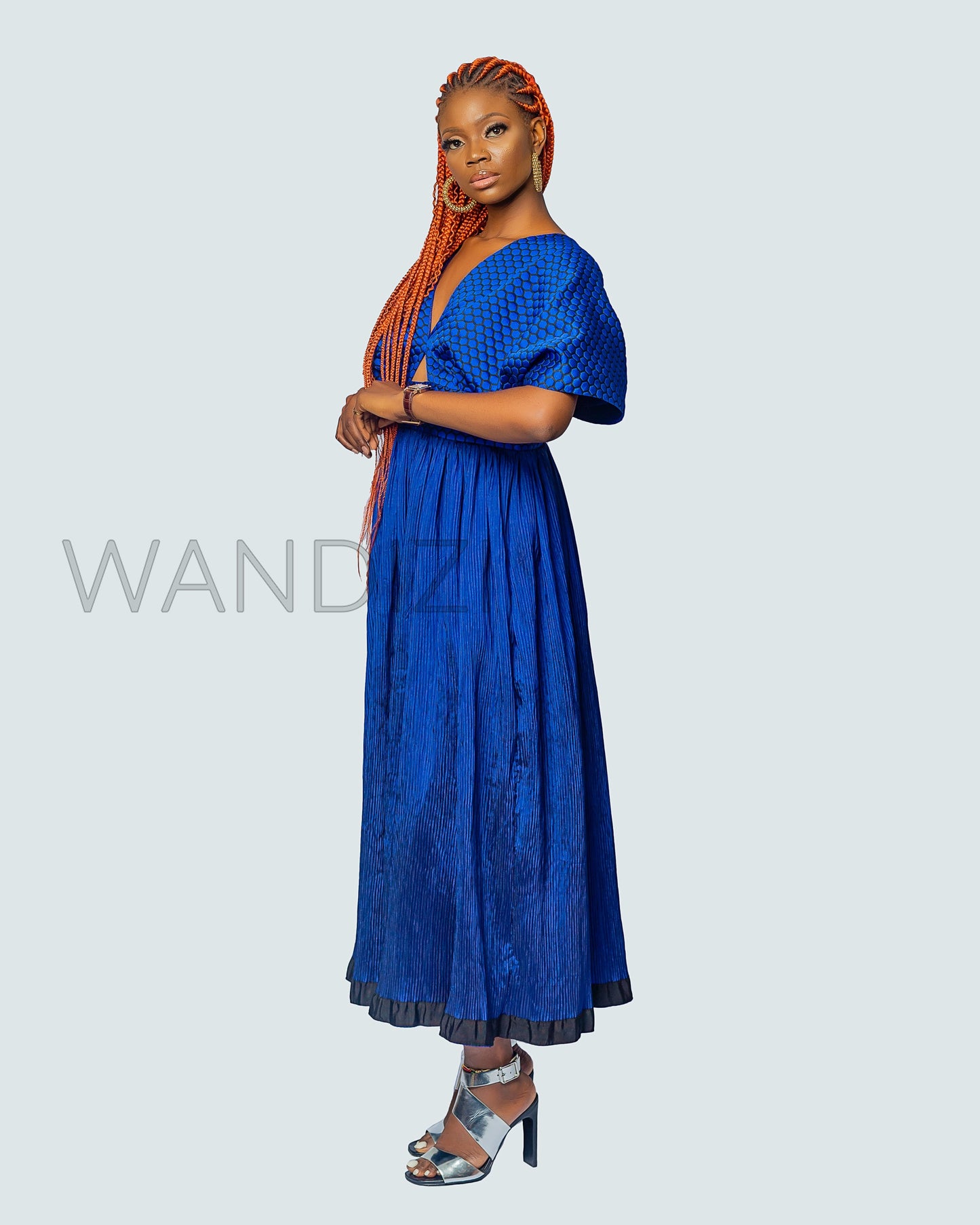 Jacquard Peekaboo Evening Dress, Flare Maxi Dress