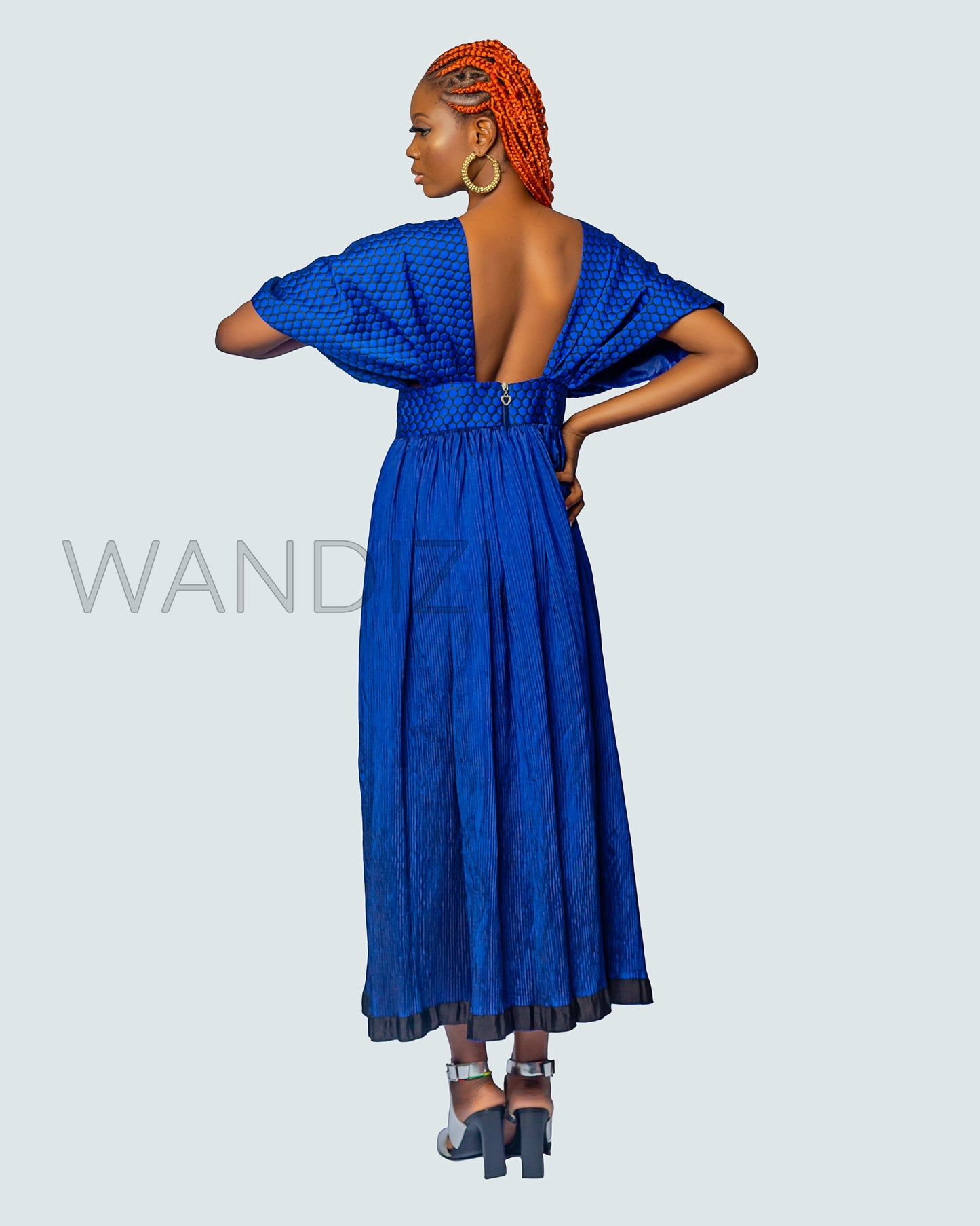 Jacquard Peekaboo Evening Dress, Flare Maxi Dress