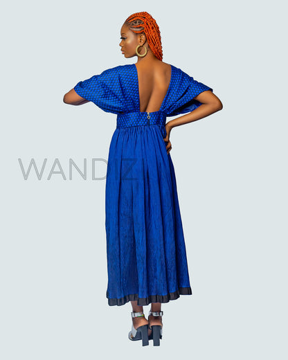 Jacquard Peekaboo Evening Dress, Flare Maxi Dress