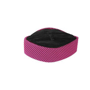 Kufi Hat featuring a vibrant red and black micro-grid crisscross pattern across a structured oval crown and base.