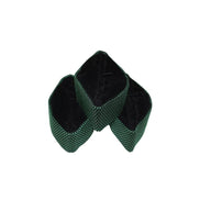 Kufi Hat featuring a dark velvet interior and a striking emerald green metallic crisscross weave across the entire exterior.
