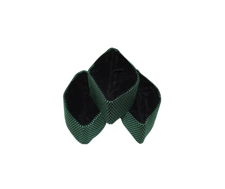 Kufi Hat featuring a dark velvet interior and a striking emerald green metallic crisscross weave across the entire exterior.