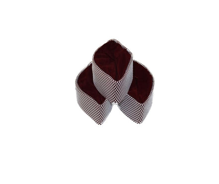 Kufi Hat featuring a burgundy velvet interior and a contrasting ivory white crisscross grid pattern across the exterior.