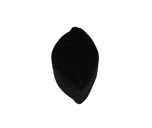 Kufi Hat featuring a black velvet base with a silver metallic crisscross weave pattern and a traditional flat-top crown.