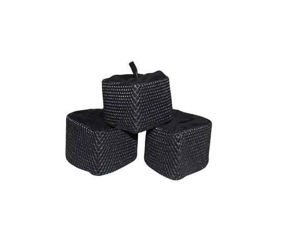 Kufi Hat featuring a black velvet base with a silver metallic crisscross weave pattern and a traditional flat-top crown.