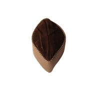 Kufi Hat featuring a deep brown velvet interior and a tan micro-dot crisscross grid pattern across the exterior.