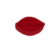 Kufi Hat featuring a rich red velvet interior and a coordinating crimson red crisscross grid pattern across the structured exterior.