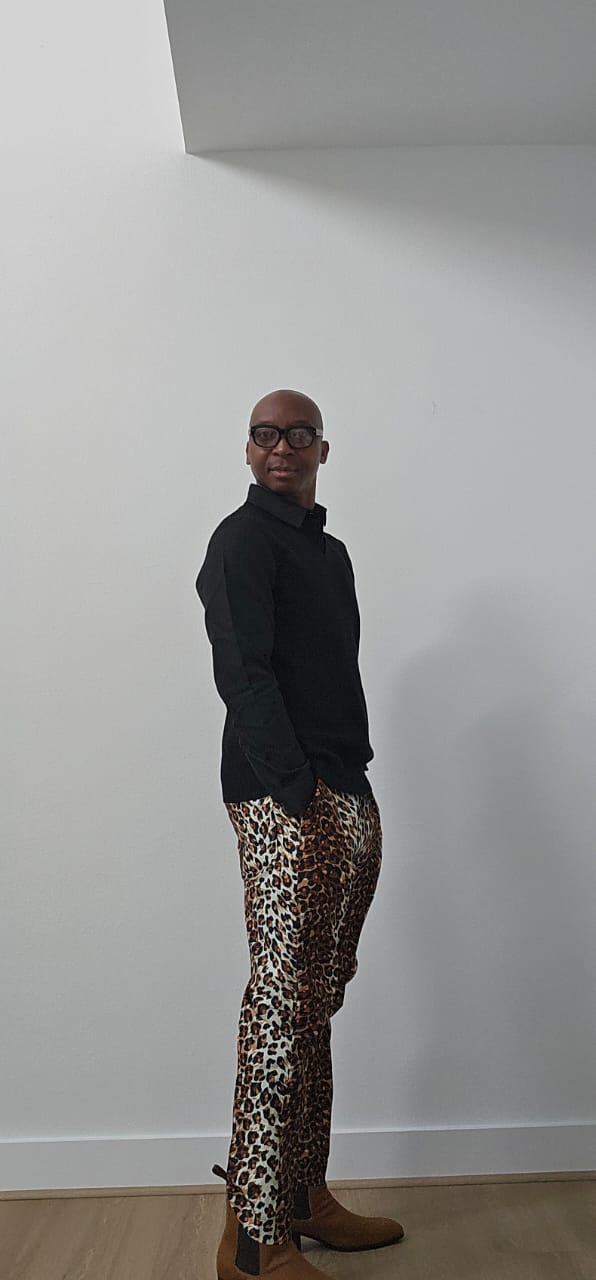 Chiseled Trousers featuring a bold leopard print pattern