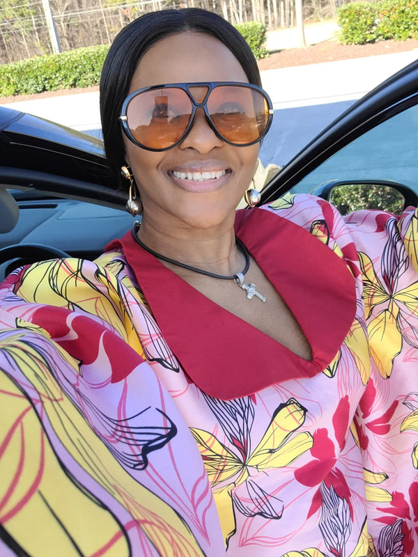 Customer wearing a Wandizi Kaftan