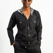 Black Cotton Hoodie Shirt with matching  Flared Pants