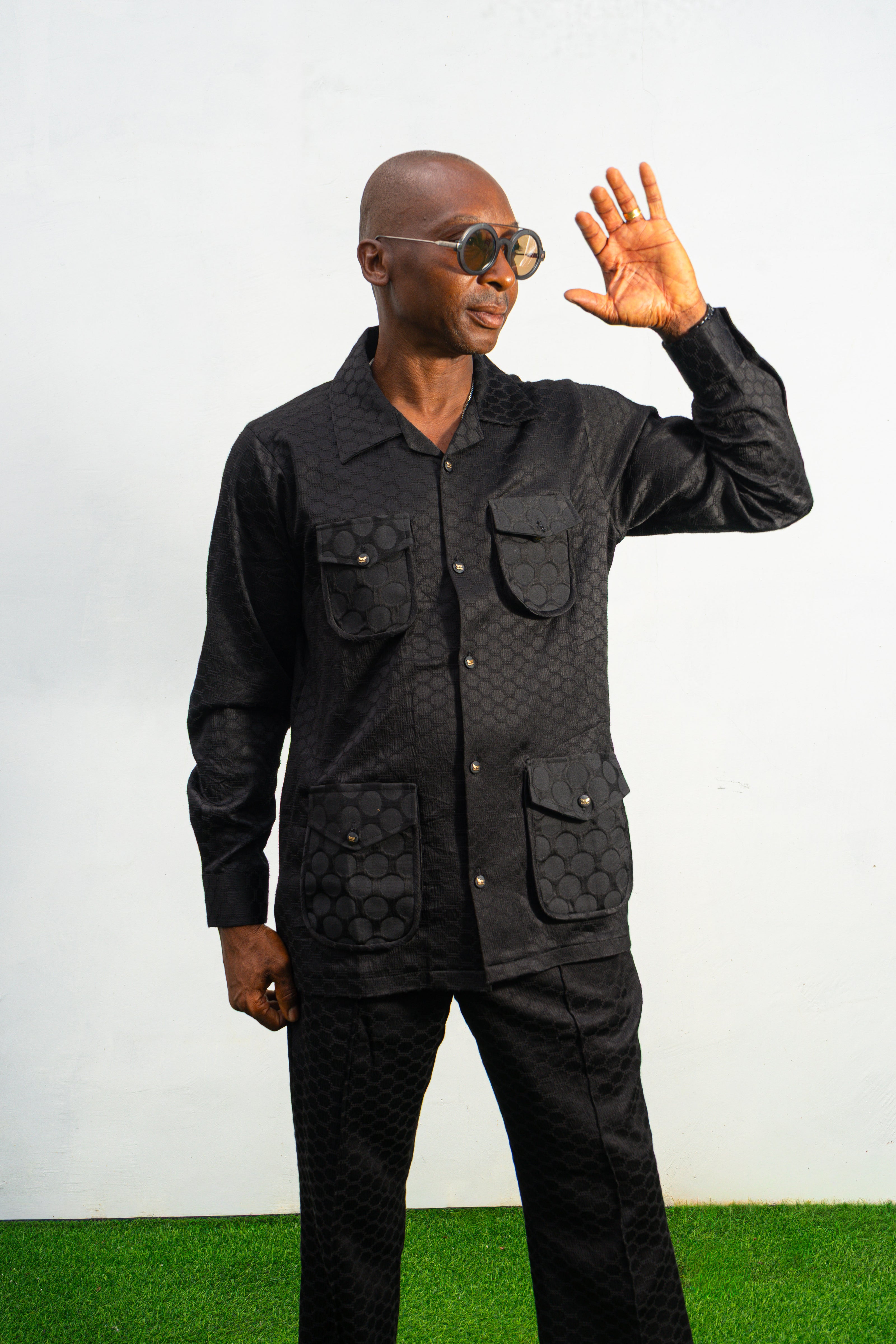 Black Cotton Shirt with matching Pants