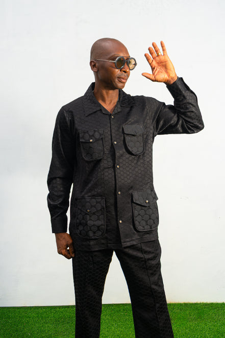 Black Cotton Shirt with matching Pants