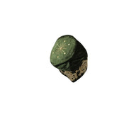 Fila Cap featuring olive green velvet with a central gold starburst and flowing gold leaf embroidery around the base.