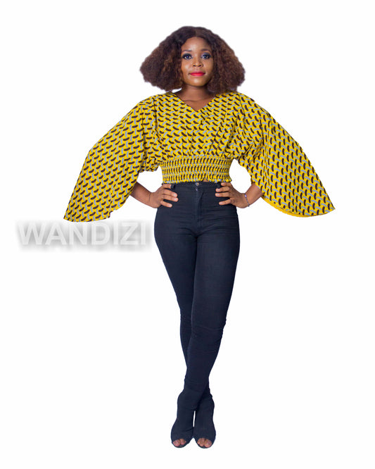 African Print Crop Top, Ankara Wrap Top, African Print Wrap Top