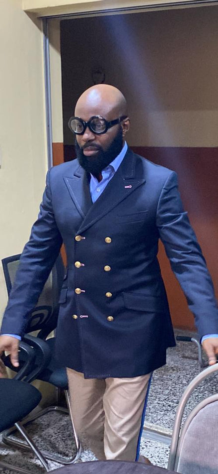 Eight Button Virgin Wool Double Breasted Blazer.