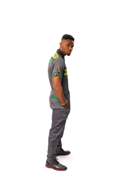 Denim/Jean Jumpsuit & Ankara Jumpsuit, African Print Mens Overall, Mens Jumpsuit, Mens Onesie