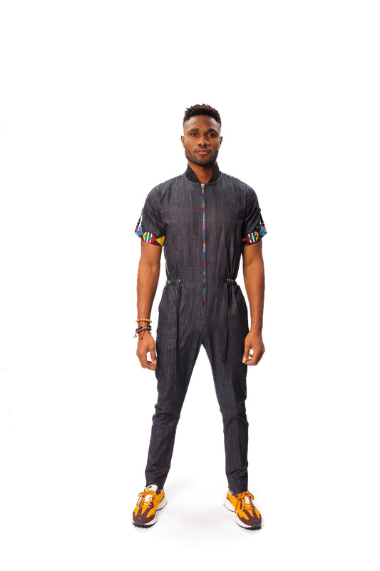 Denim/Jean Jumpsuit & Ankara Jumpsuit, African Print Mens Overall, Mens Jumpsuit, Mens Onesie