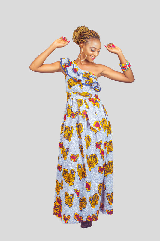 Ankara One Shoulder Maxi Dress, African Print Dress, African Dress, African Clothing for Women