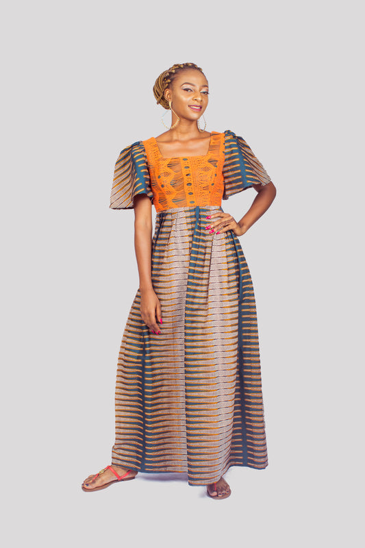 Ankara and Lace Mix Maxi Dress, Ankara Maxi Dress, African Print Dress