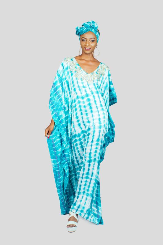 Gold Embellished Silk Chiffon Kaftan, Silk Kaftan, Kaftan,  African Clothing for Women