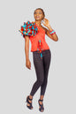 Jersey and Ankara Print One Shoulder Ruffled Top, Ankara Top,  African Print Top, Ruffled Top