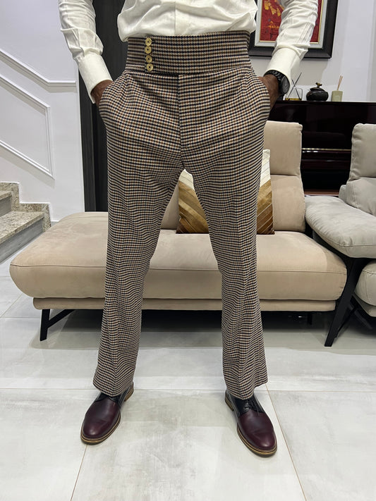 Brown dot patterned pants