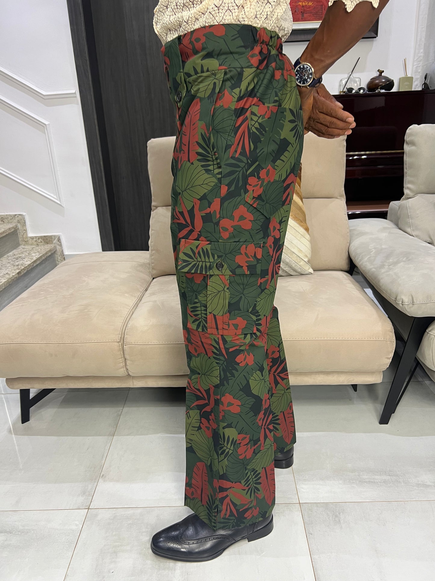 Green Tropical Viscose Pants