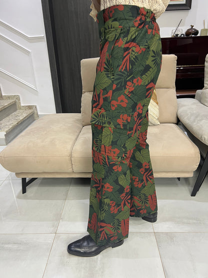 Green Tropical Viscose Pants