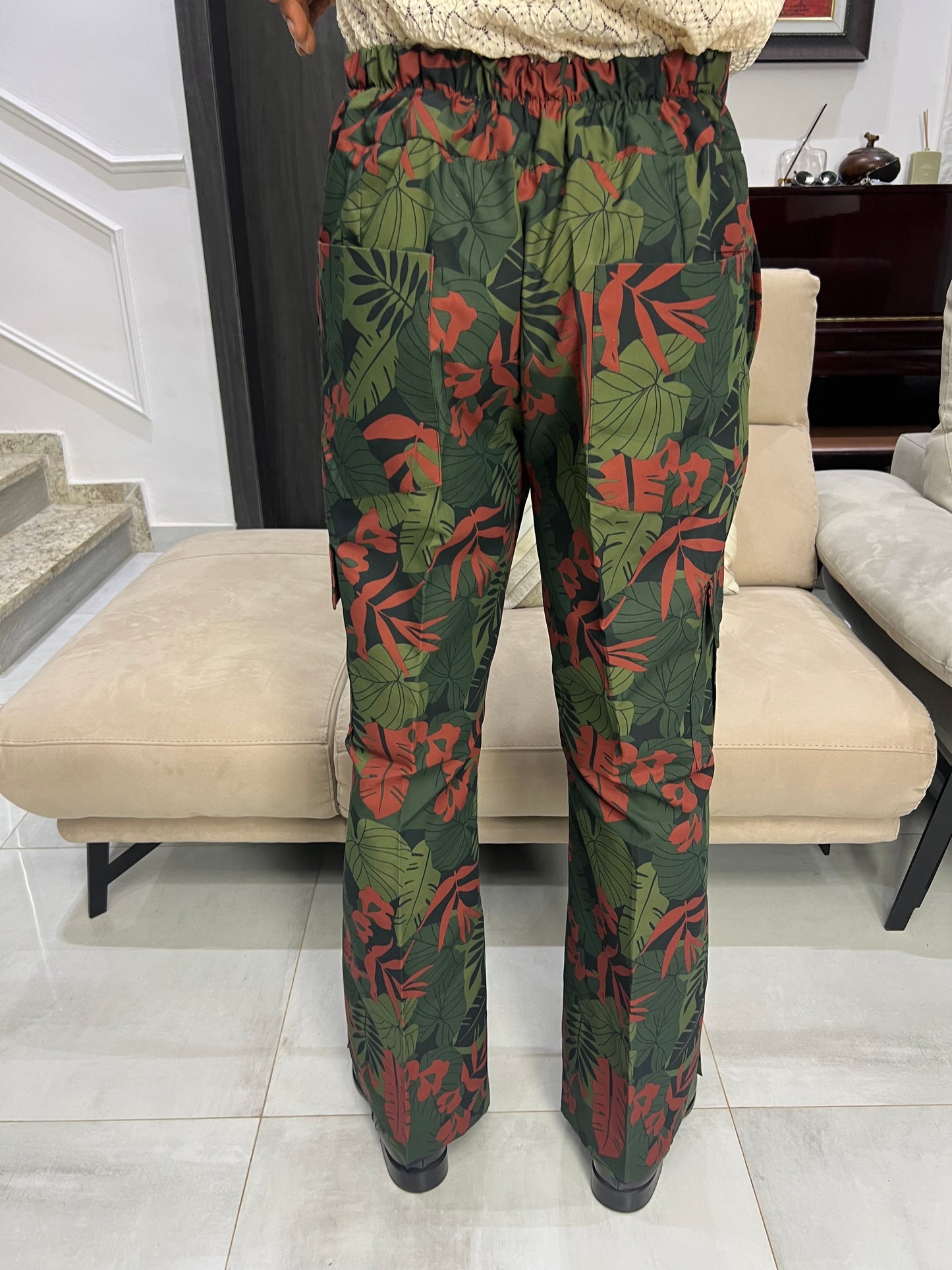 Green Tropical Viscose Pants