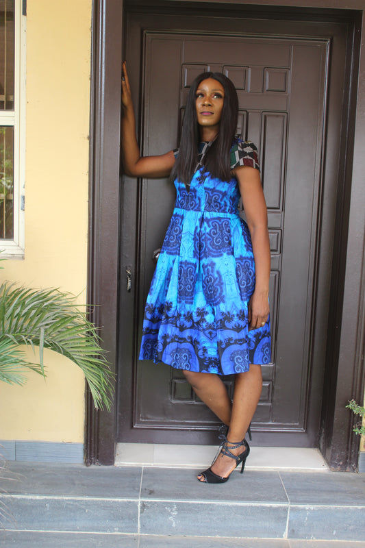 African Print Ankara Dress, Ankara Peekaboo Shoulder Dress, African Wax Dress