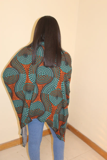 African Print Batwing Top, African inspired print Top, Batwing Blouse