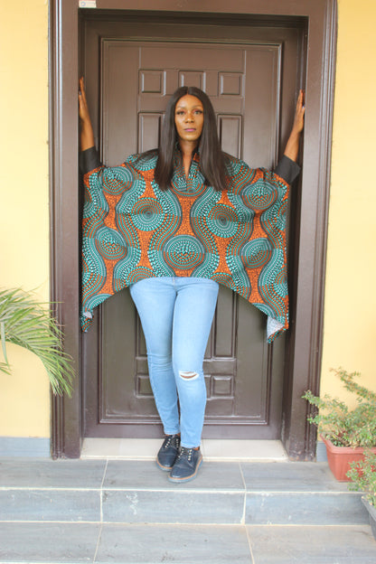 African Print Batwing Top, African inspired print Top, Batwing Blouse